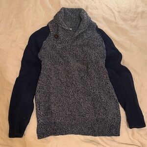 J. Crew crewcuts Navy and White Shawl Neck Sweater with button detail